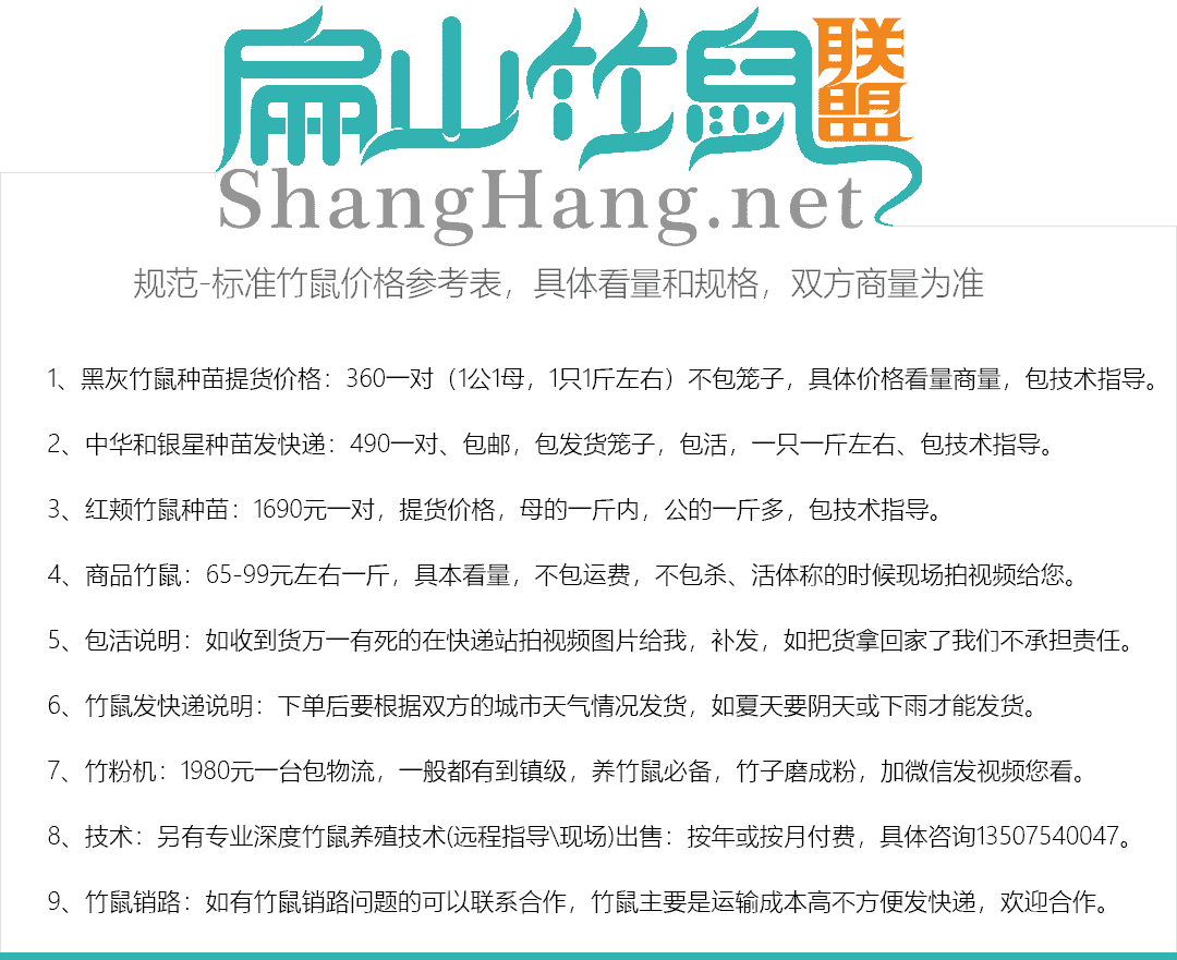 扁山竹鼠種苗價格